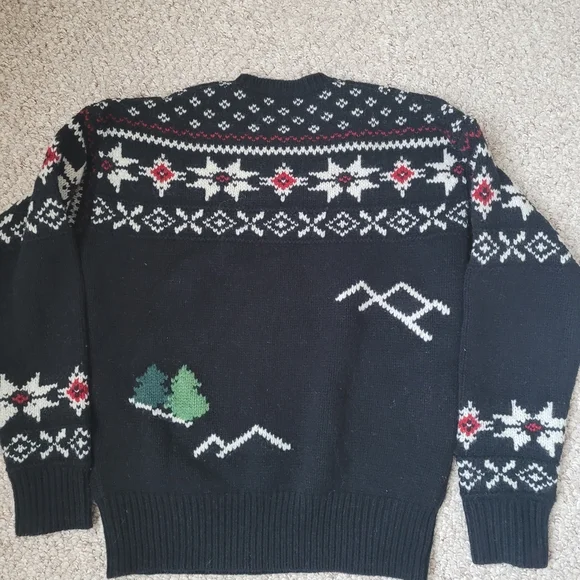 Polo Ralph Lauren Skier Graphic Crew Neck 100% Wool Sweater
